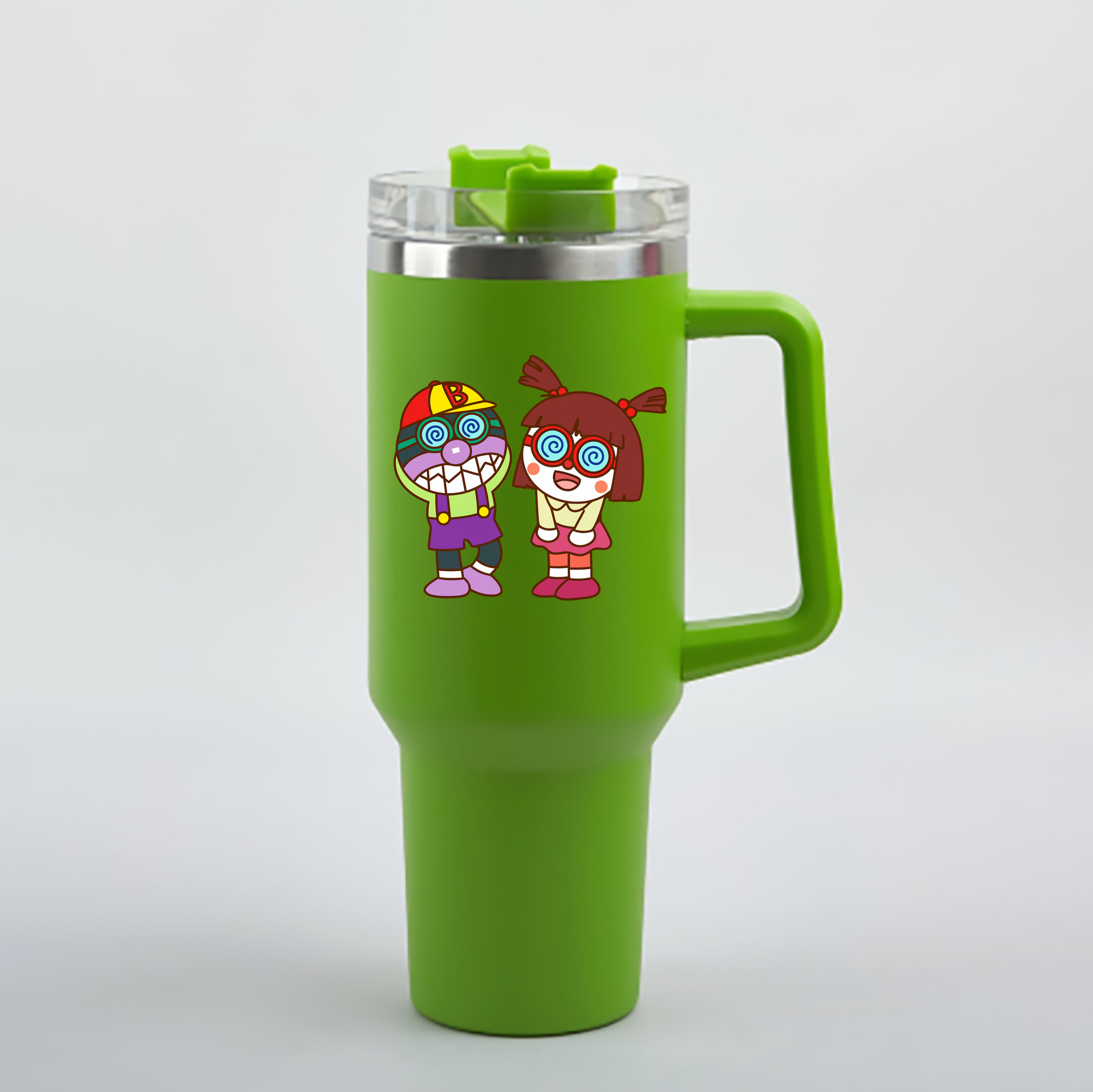 （画像用） アンパンマン Anpanman 1200mL車用タンブラー - クリスタルステッカー（プラスチックストロー付き）
